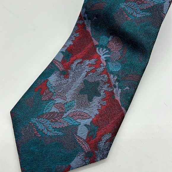 Lanvin Paris Men's 100% Silk Tie Abstract Undersea Print - Picture 2 of 4